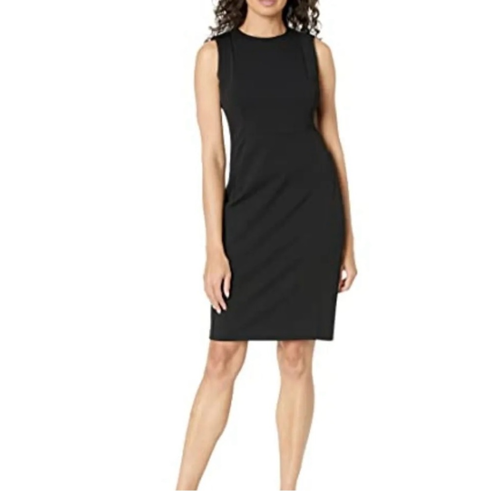 CALVIN KLEIN Scuba Crepe Sheath Dress Sleeveless Round Neck Black Womens Sz 20W